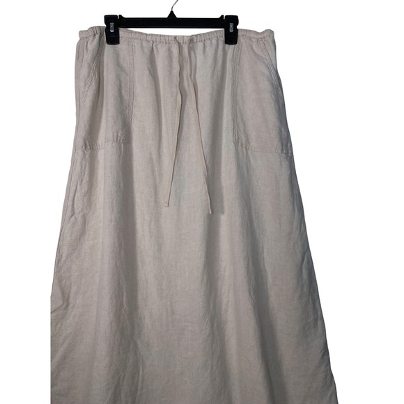 Eddie Bauer Womens XL Linen Skirt Drawstring Waist Maxi Beige Casual Comfy - Picture 1 of 10